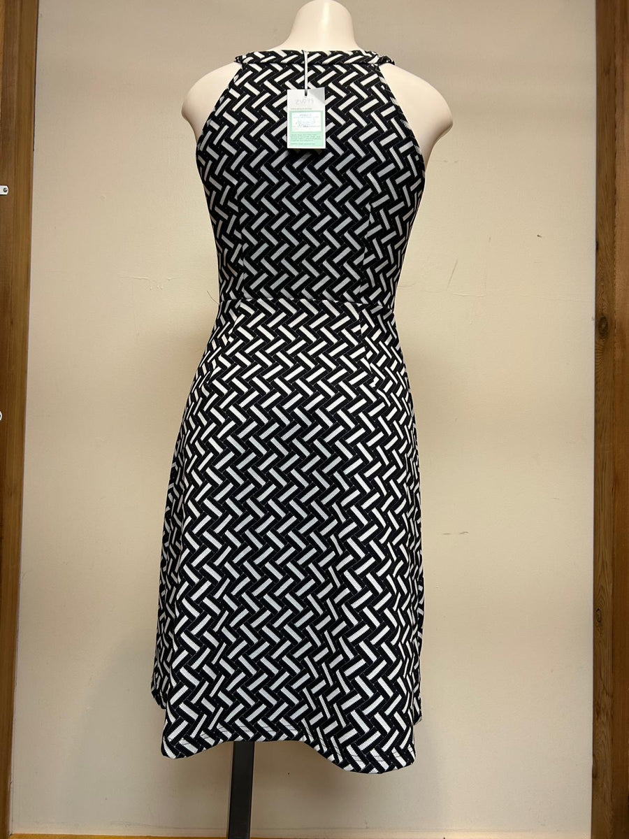 Eveline Street Fit & Flare Long Dress-Cream Geometric