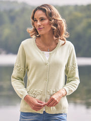 April Cornell Mint Meadow Flower Cardigan