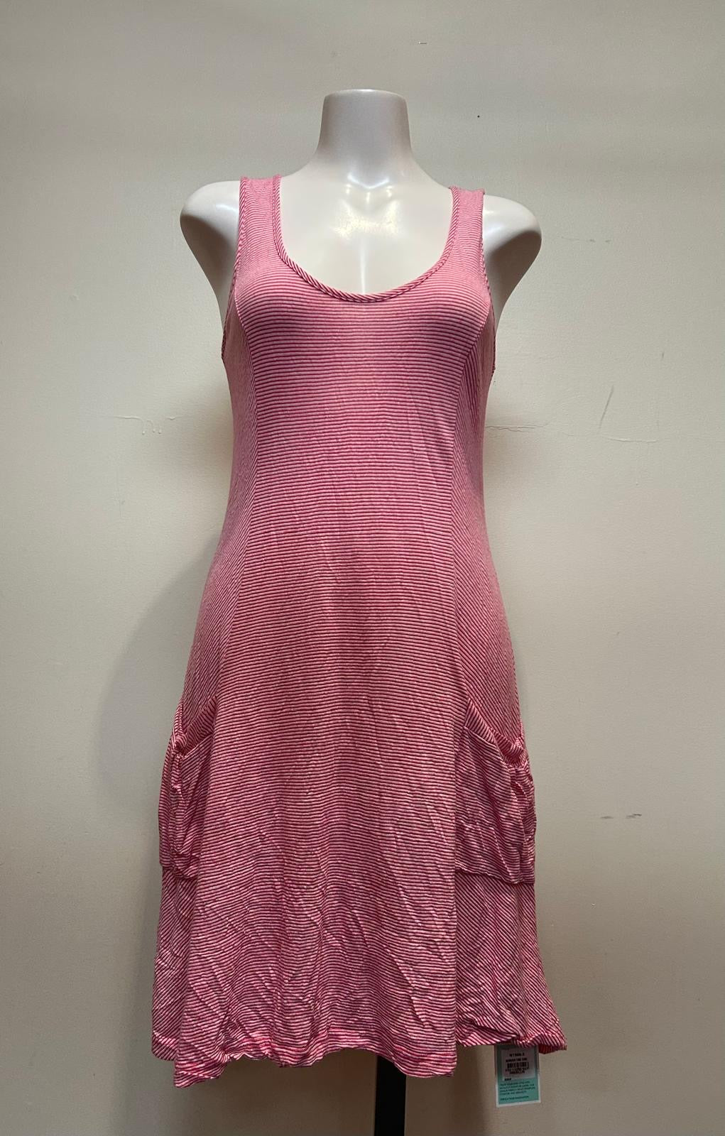 Metalicus Merino Monsoon Tank Dress-Cherry Pin Stripe