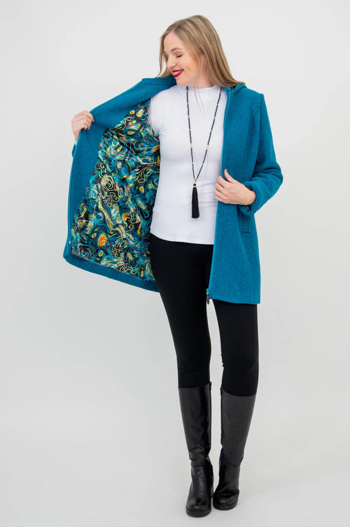 Blue Sky Pender Coat Boiled Wool Teal