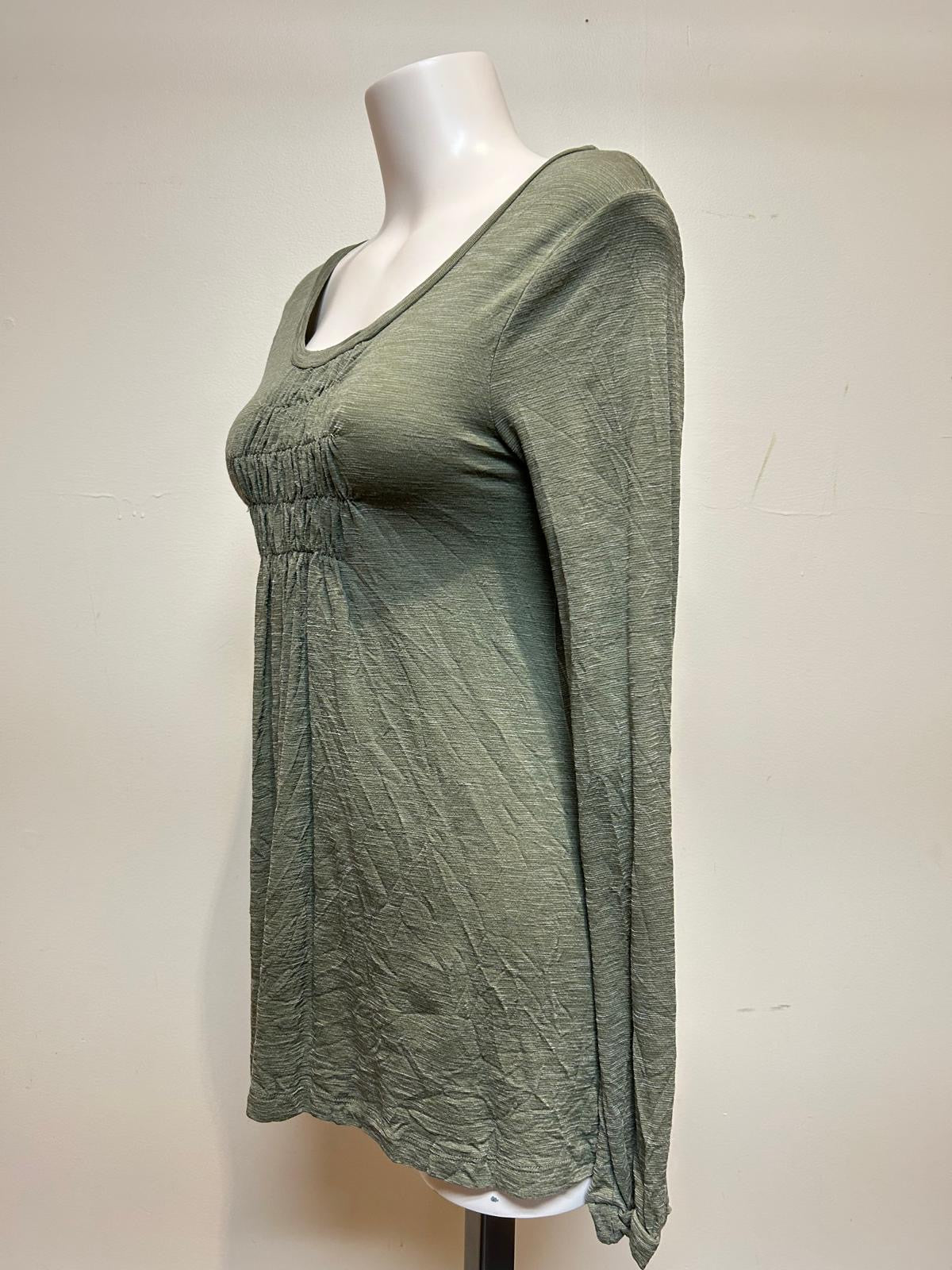 Metalicus Vera Long Sleeve Ruchy Top-Sage