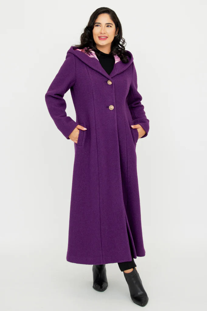 Mens Vintage Long Wool Coat 1970's Mod Vintage Purple Wool