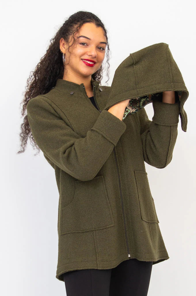 Blue Sky Natasha Coat Boiled Wool Olive