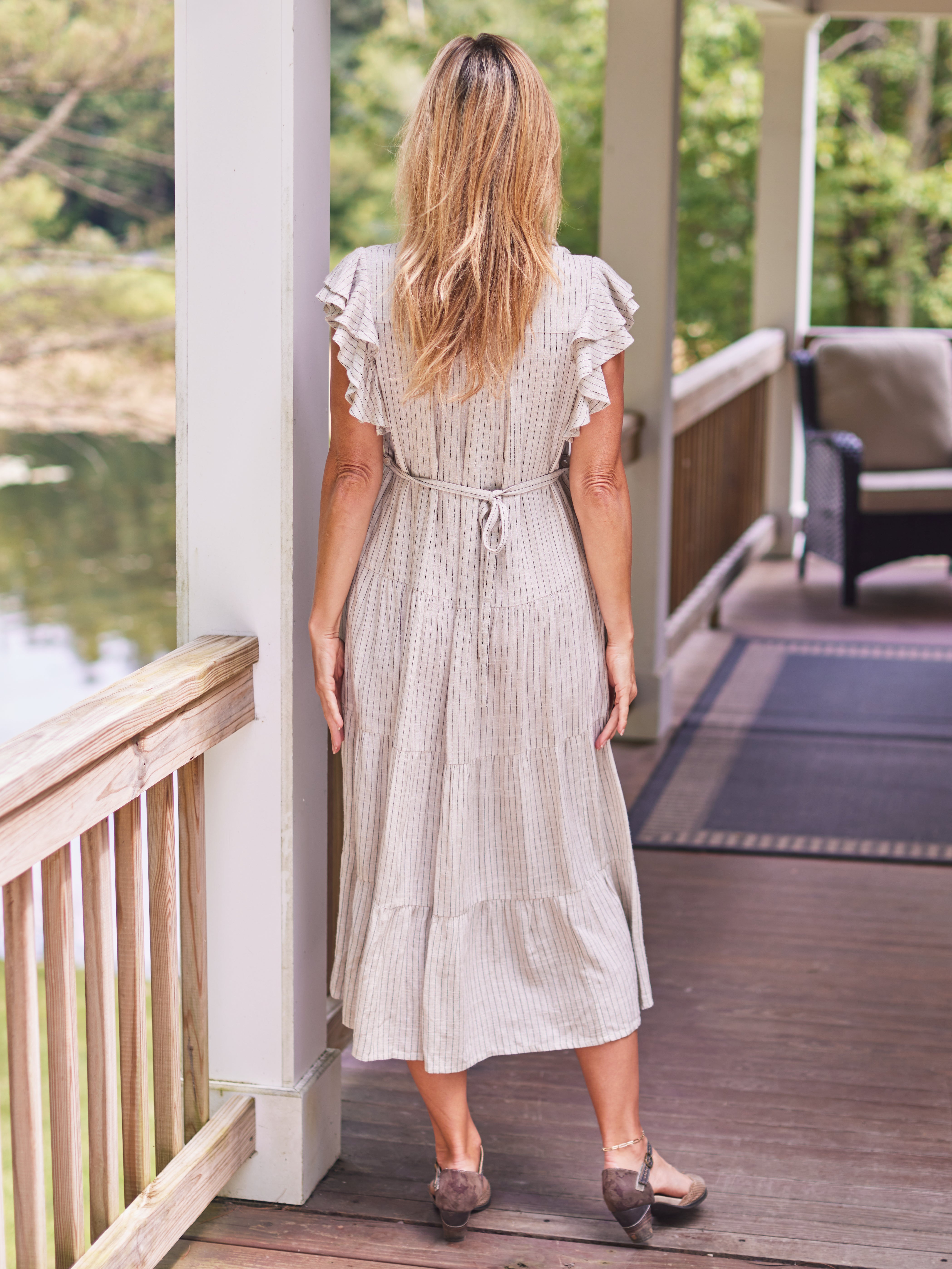 April Cornell Coastal Stripe Flutter Dress