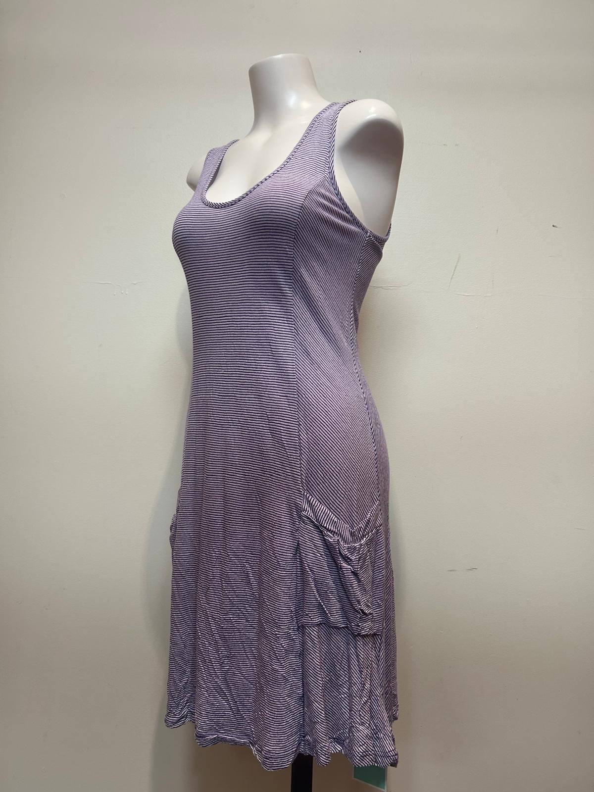 Metalicus Merino Monsoon Tank Dress-Purple Pin Stripe