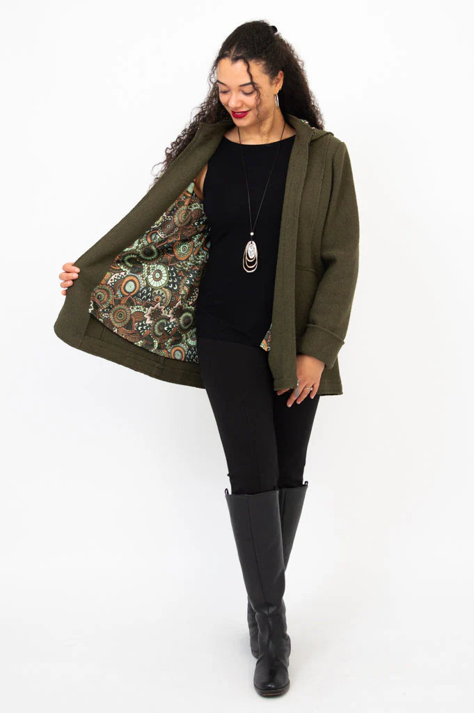 Blue Sky Natasha Coat Boiled Wool Olive