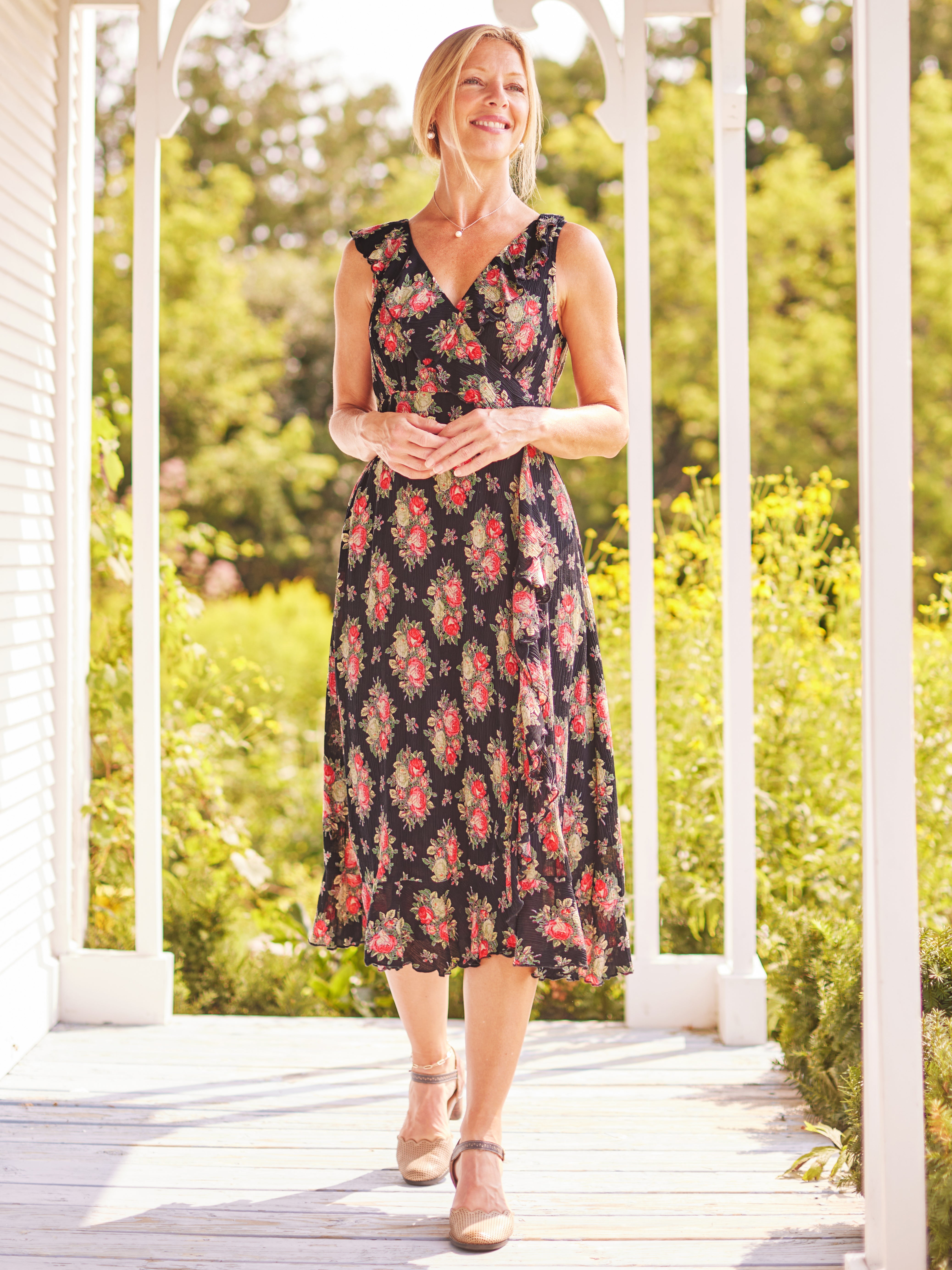 April Cornell Spanish Rose Faux Wrap Dress