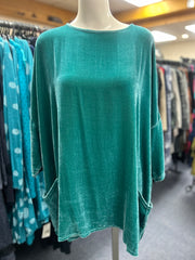 CUT LOOSE VELVET - ONE SIZE PULLOVER-TUNIC SEAFOAM GREEN