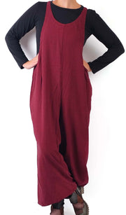 Cut Loose Mini Check Wide Leg Overalls Fall 2024- Red/Black Check