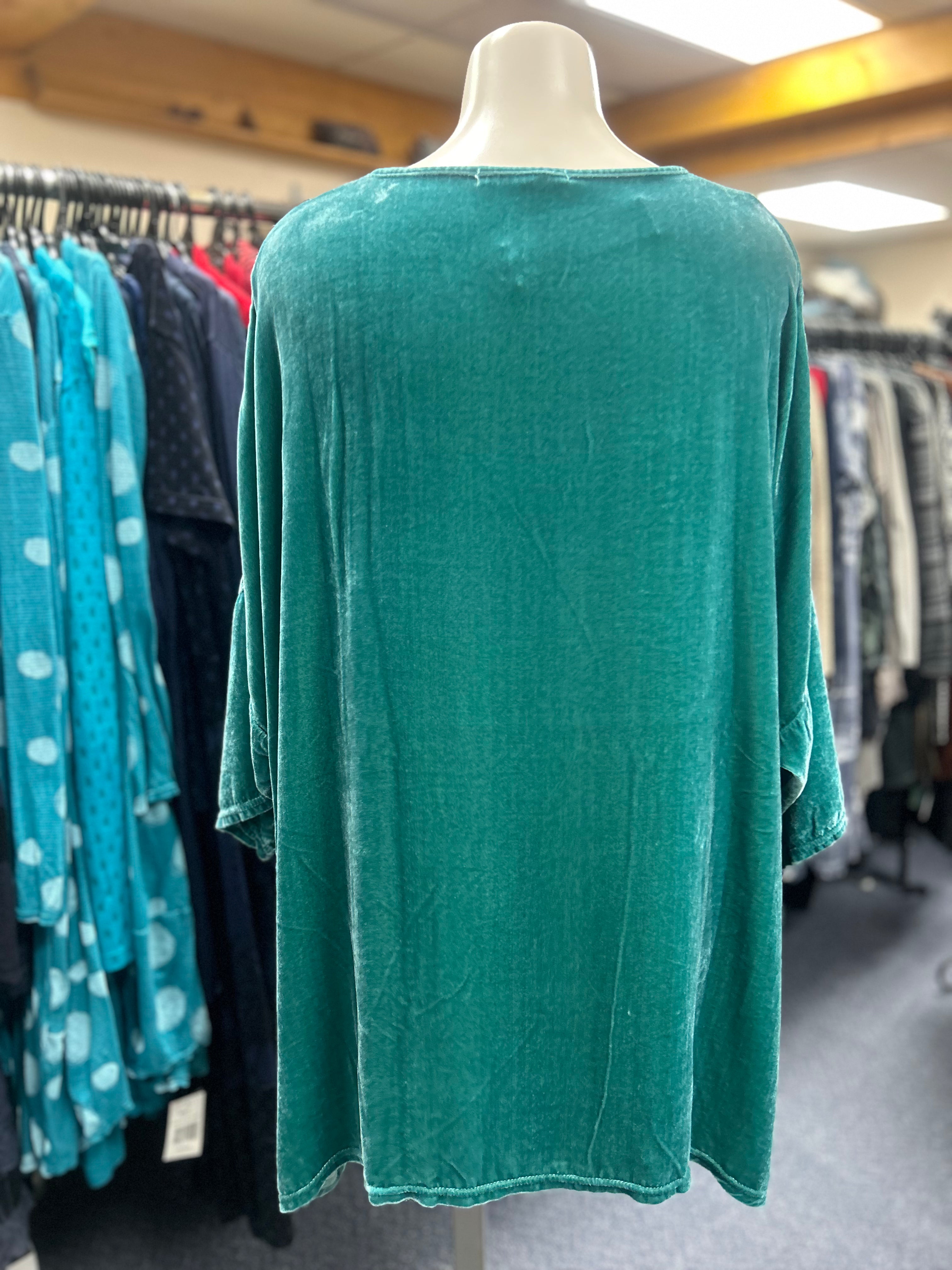 CUT LOOSE VELVET - ONE SIZE PULLOVER-TUNIC SEAFOAM GREEN