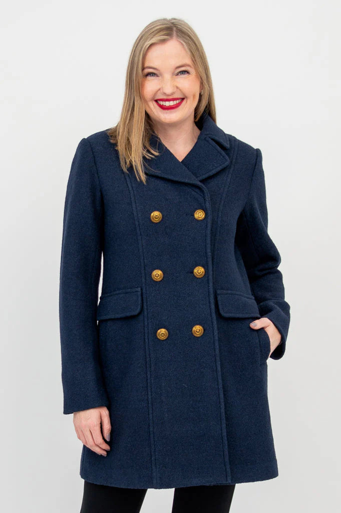 Blue Sky Vicky Coat Boiled Wool Navy
