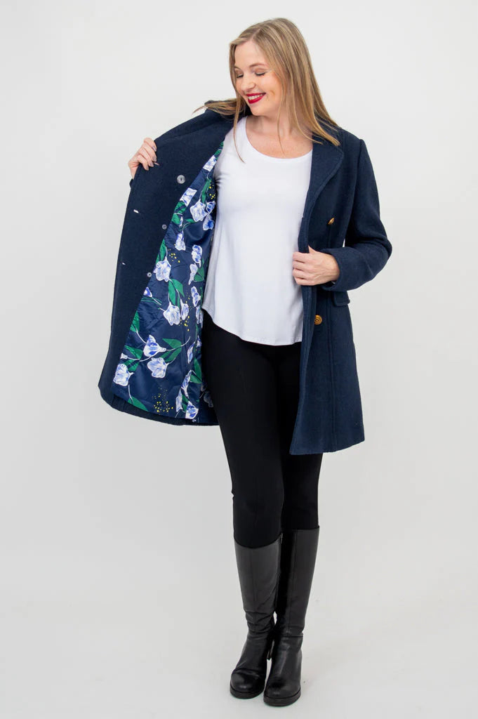 Blue Sky Vicky Coat Boiled Wool Navy