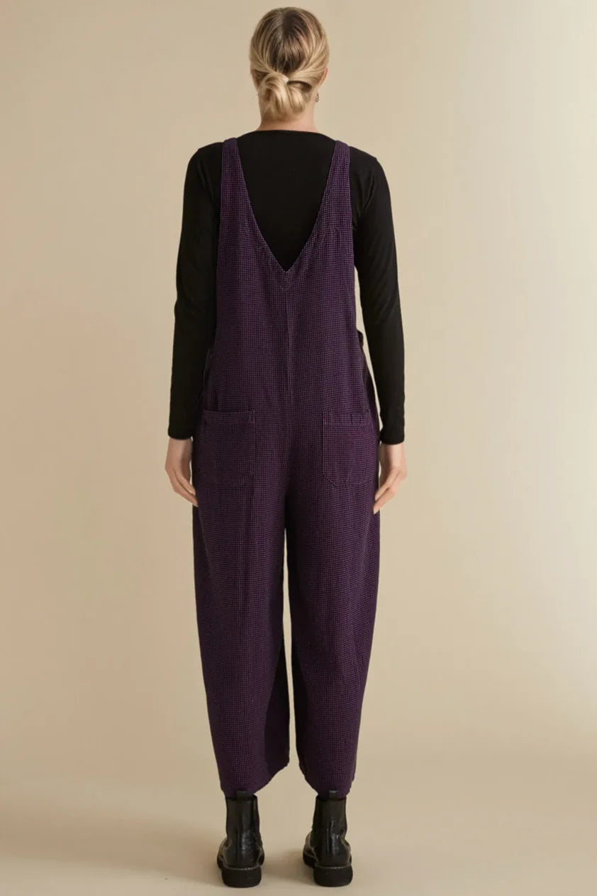 Cut Loose Mini Check Wide Leg Overalls Fall 2024- Purple Check