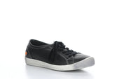 Softinos Isla Smooth Black Lace Up Trainers.