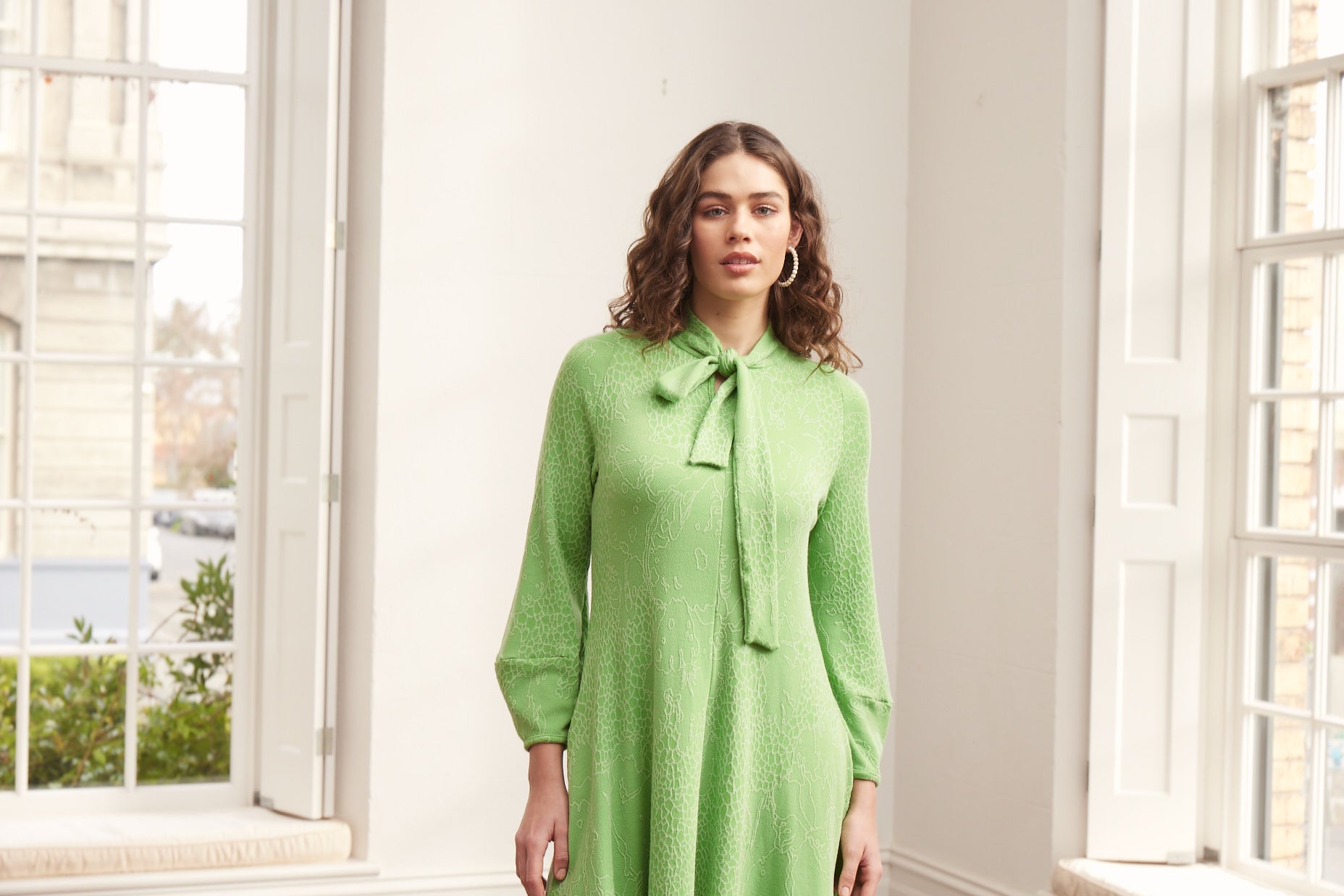 Valia Farmers Wife Dress Apple Green Merino