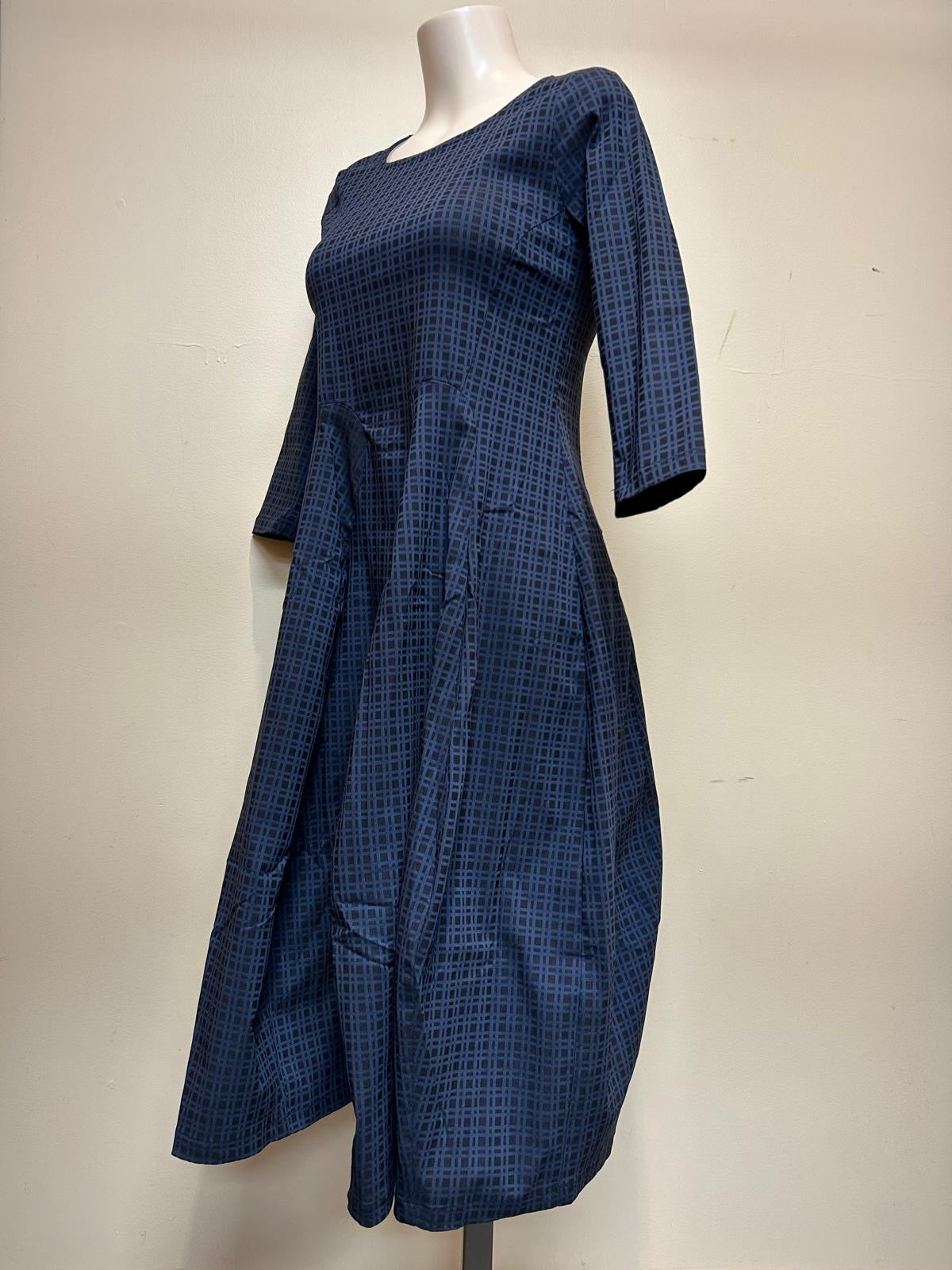 Valia Castella Dress Blue Check Custom Made Exclusively For Eveline Street