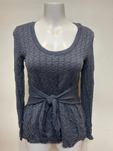 Load image into Gallery viewer, Metalicus Anya Long Sleeve Tie Top Anthracite Blue-Tie in front or back
