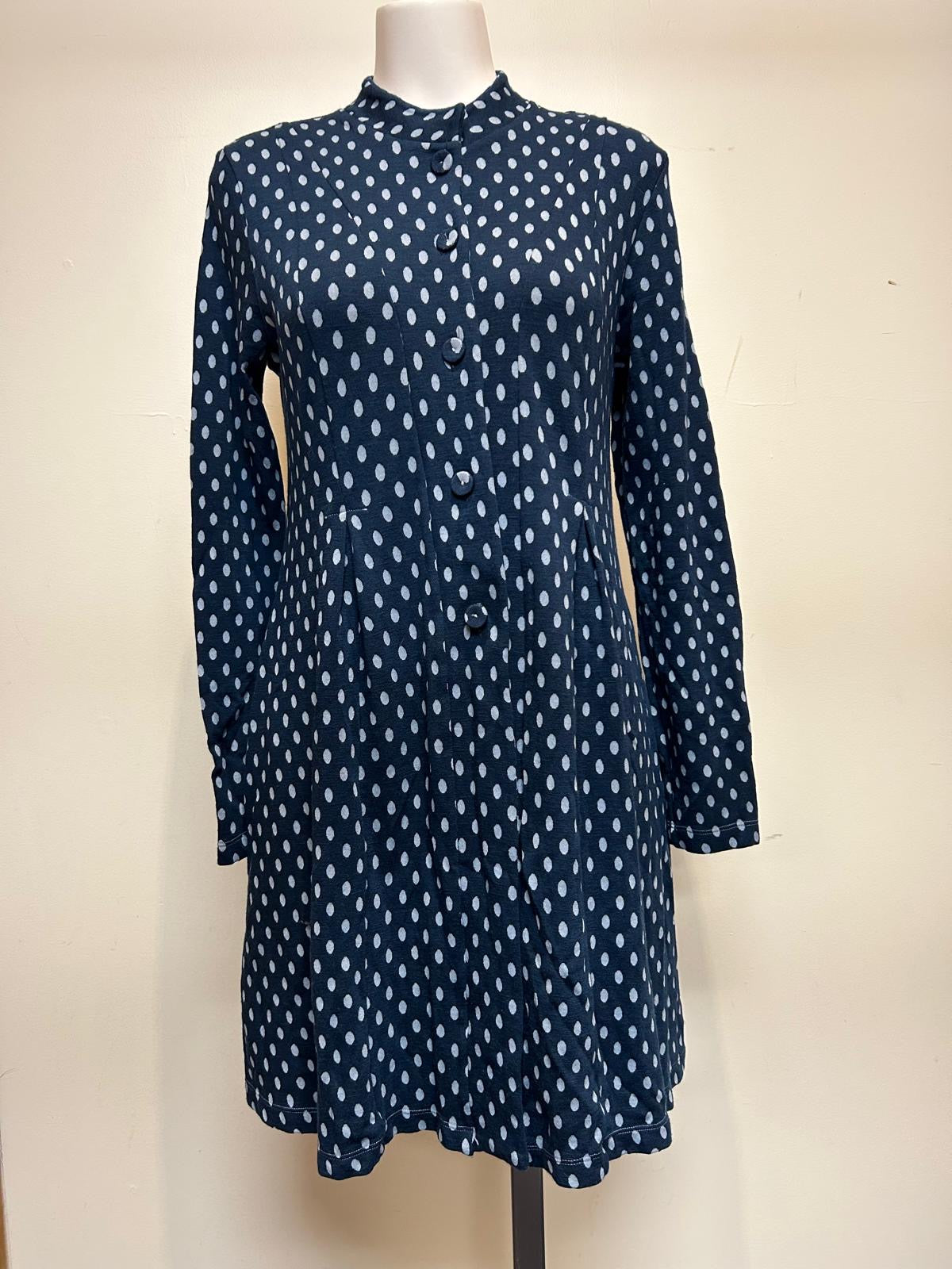 Valia Polka Dot Dixie Coat Navy Blue/White