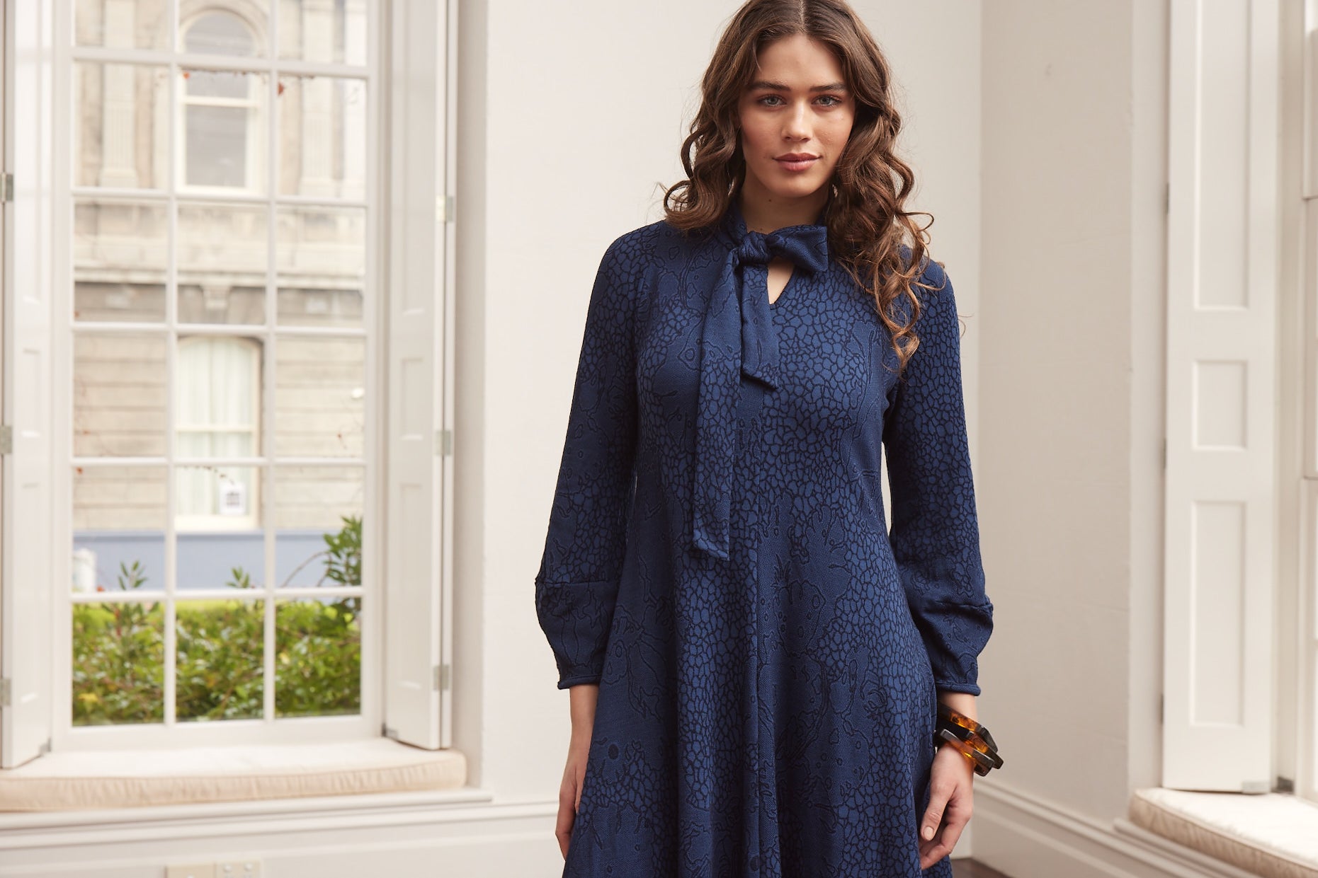 Valia Farmers Wife Dress Navy Merino