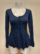 Load image into Gallery viewer, Metalicus Sophia Long Sleeve Peplum Top Navy
