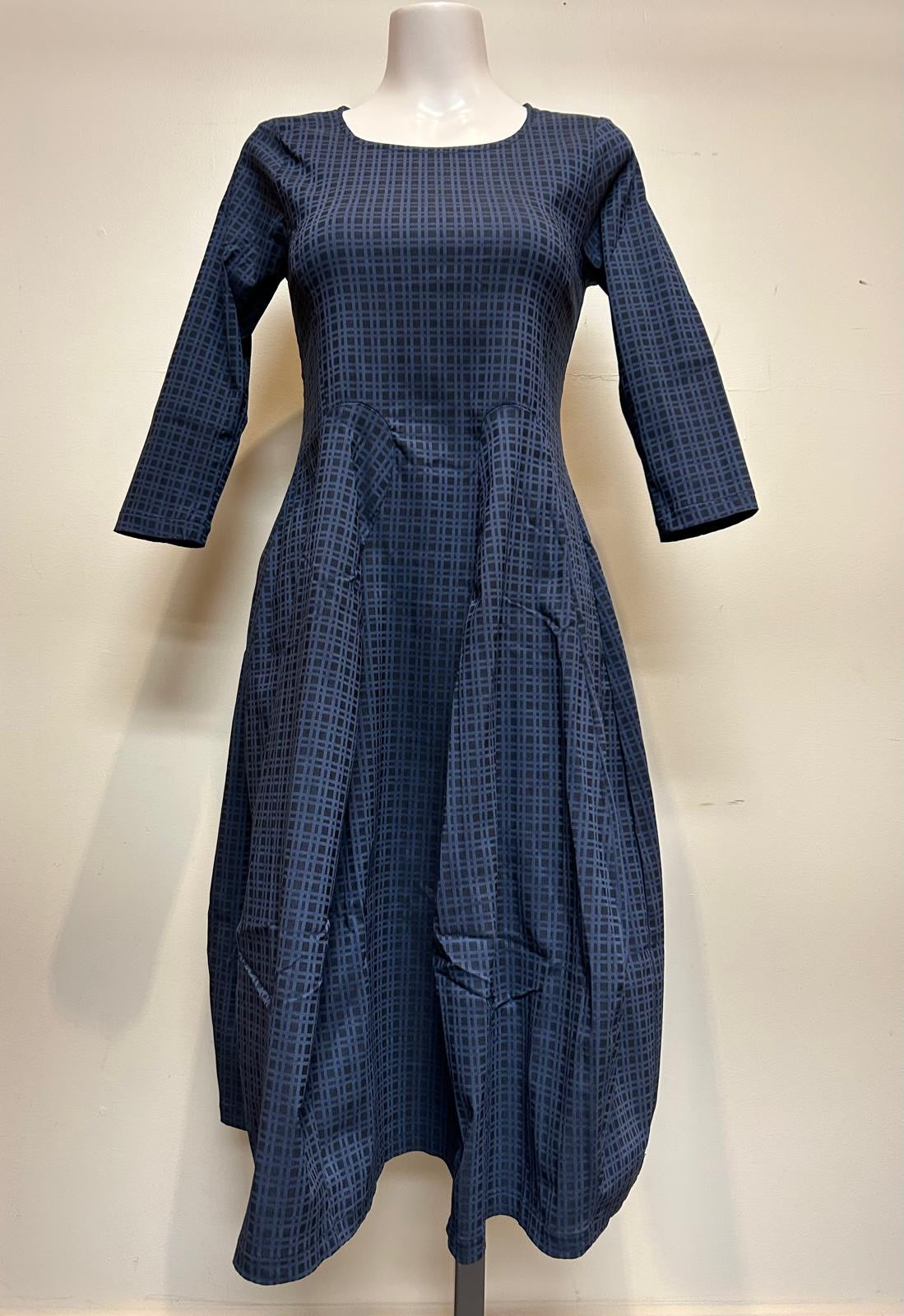 Valia Castella Dress Blue Check Custom Made Exclusively For Eveline Street