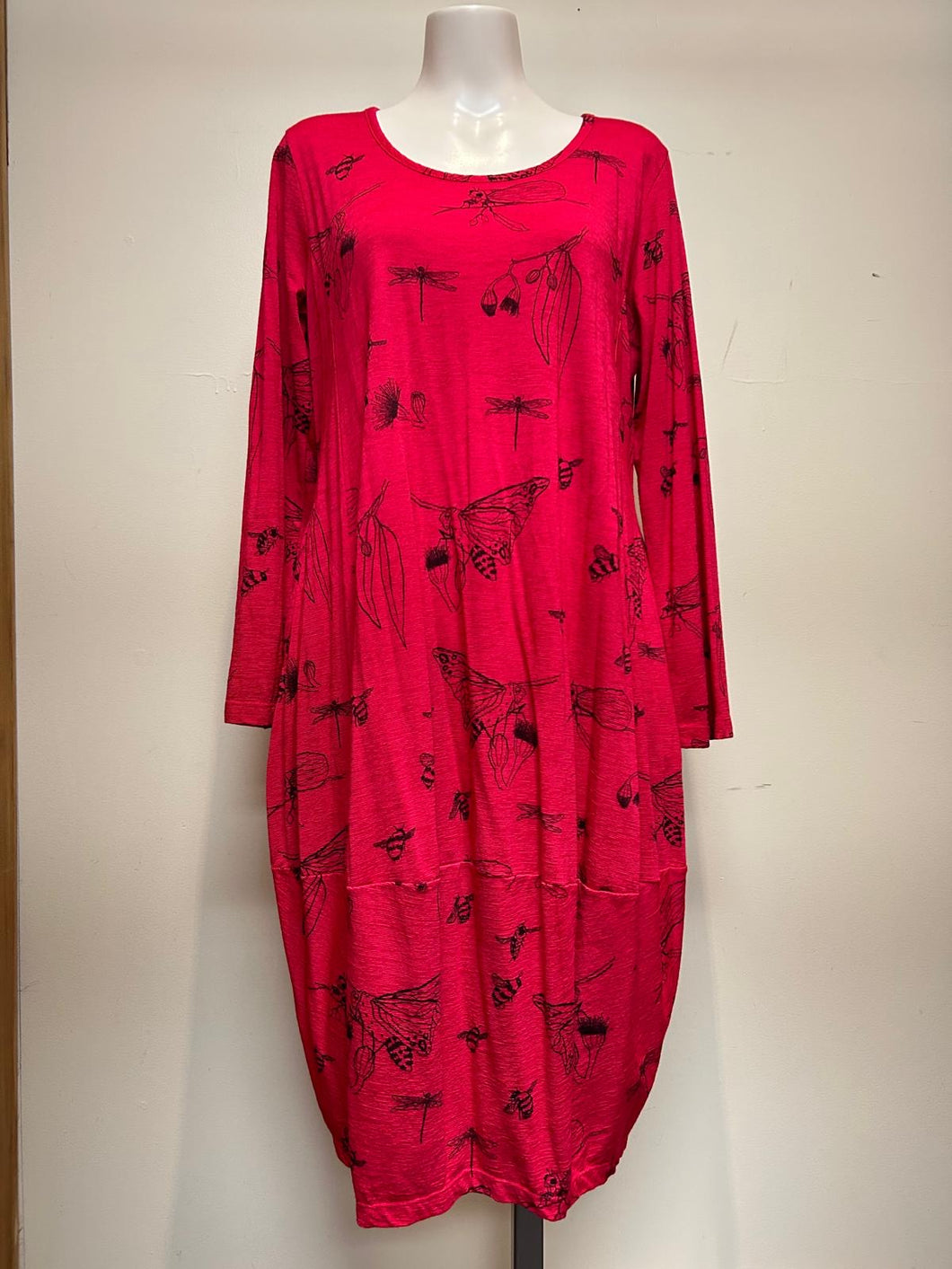 Valia Willow Dress Hot Pink Dragonflies