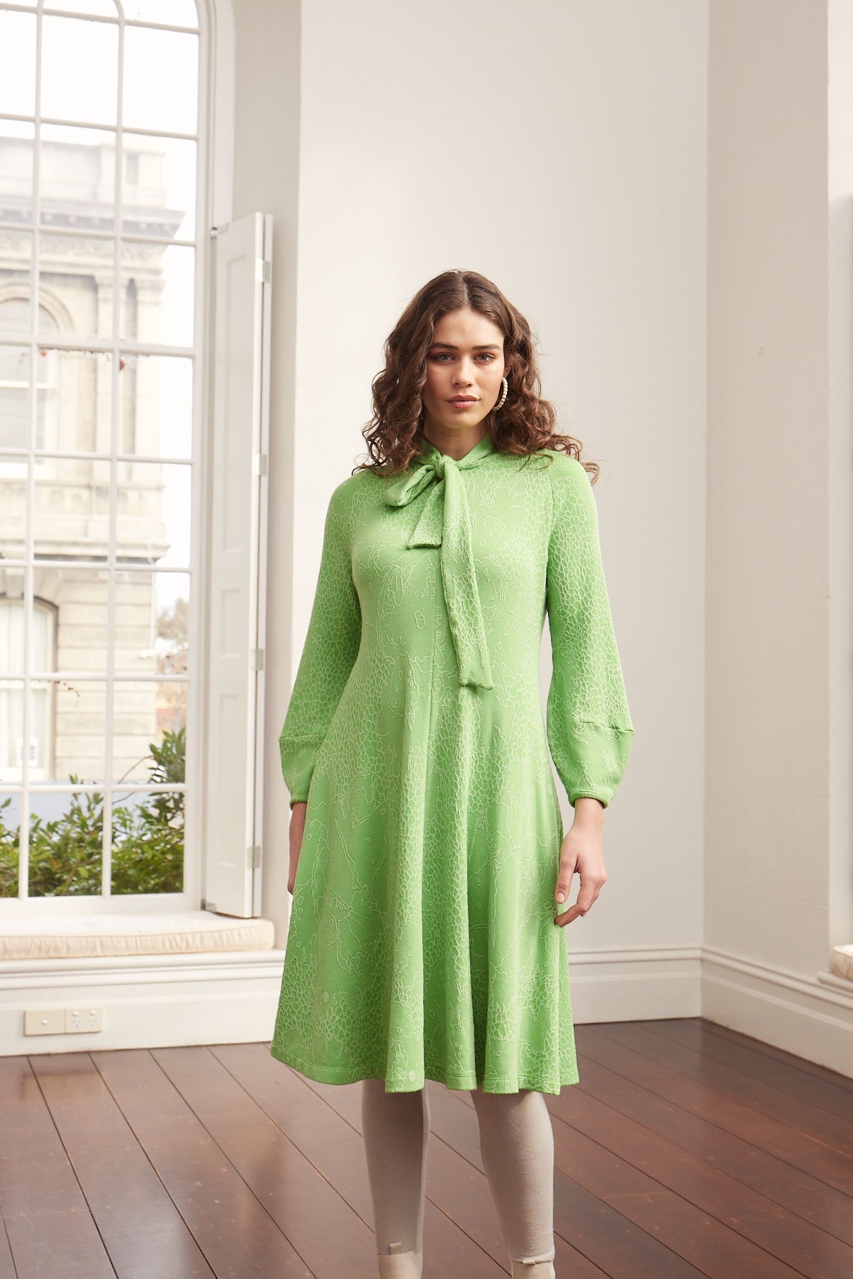 Valia Farmers Wife Dress Apple Green Merino