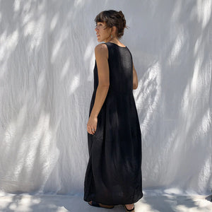 Cut-Loose Linen Bubble Dress Black 100% Linen