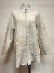 Cut Loose Boiled Wool Long Zipped Jacket Cream