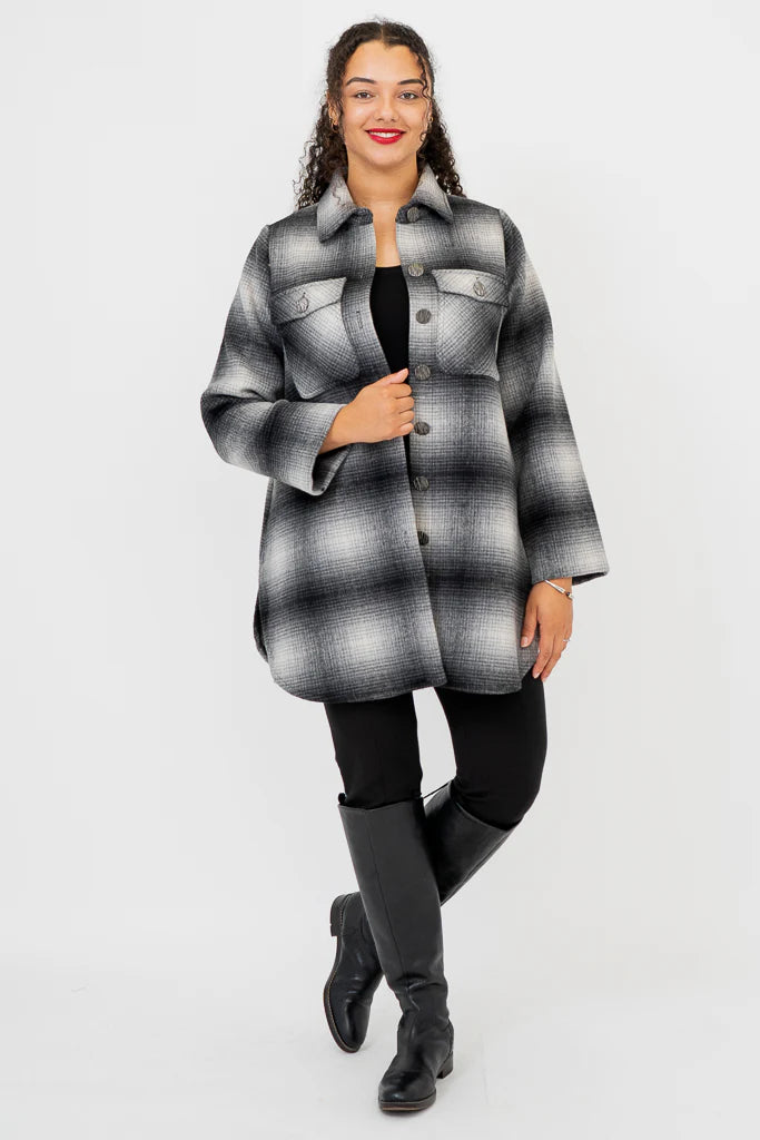 Blue Sky Andrea Coat Check Boiled Wool