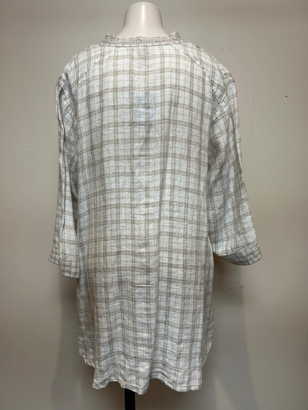 April Cornell Vinyard Linen Check Tunic Plus Size