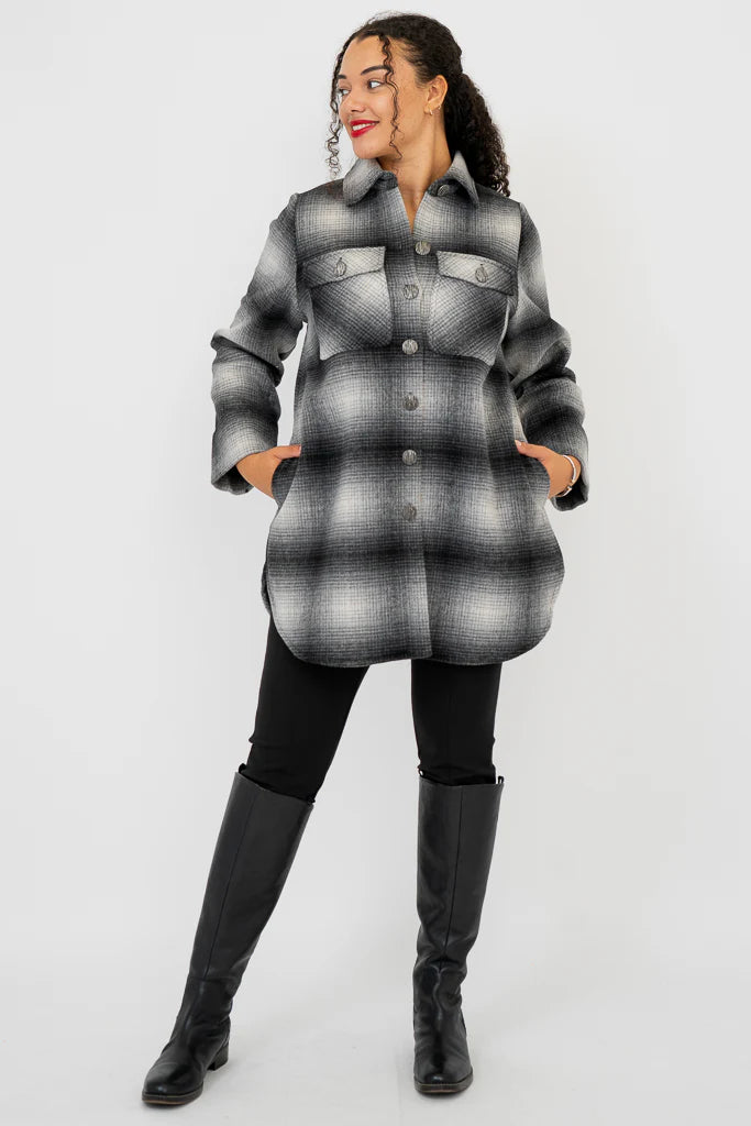 Blue Sky Andrea Coat Check Boiled Wool