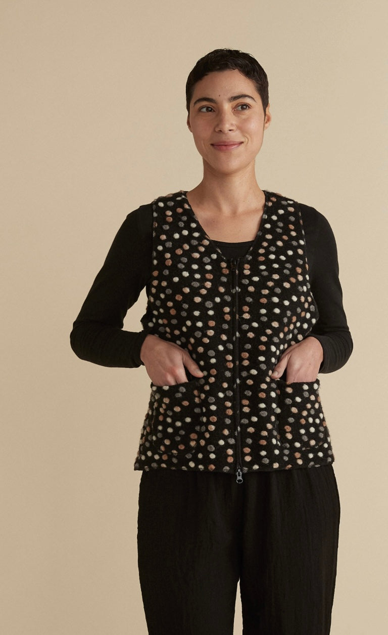 Cut Loose Boiled Wool Vest Dots