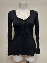 Load image into Gallery viewer, Metalicus Sophia Long Sleeve Peplum Top Black
