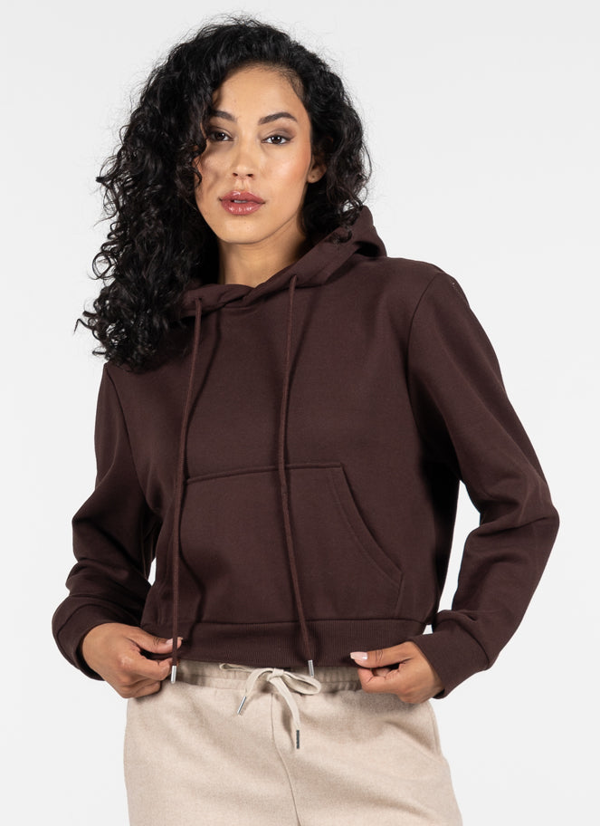 C’est Moi Bamboo-Recycled Poly Cotton Fleece Hoody-Brown