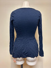 Load image into Gallery viewer, Metalicus Sophia Long Sleeve Peplum Top Navy
