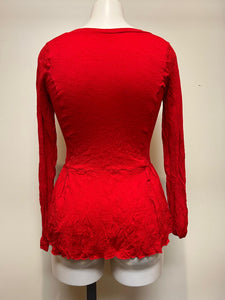 Metalicus Sophia Long Sleeve Peplum Top Red