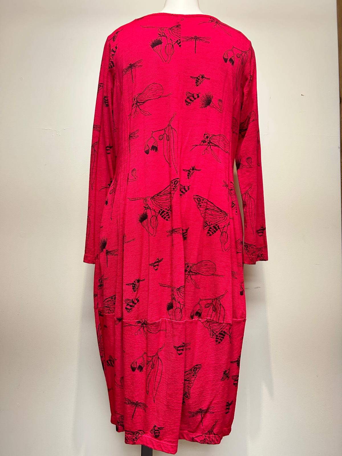 Valia Willow Dress Hot Pink Dragonflies