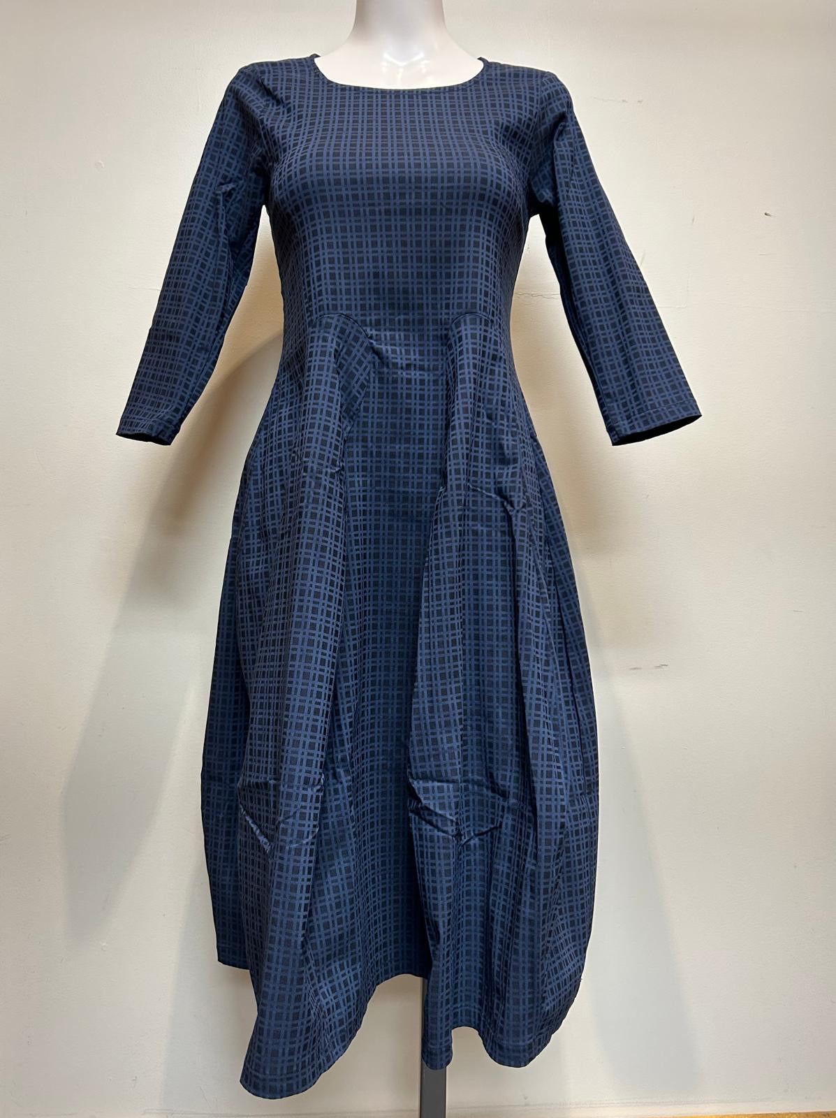 Valia Castella Dress Blue Check Custom Made Exclusively For Eveline Street