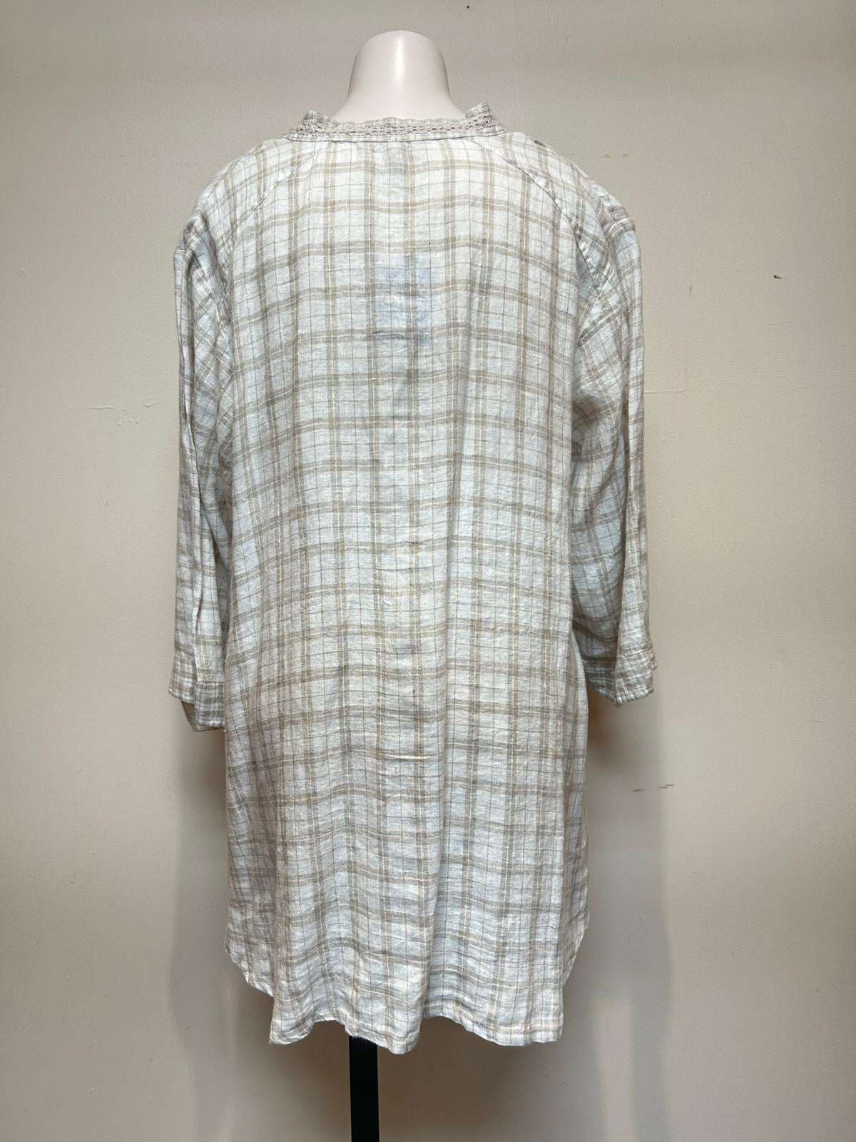 April Cornell Vinyard Linen Check Tunic Plus Size