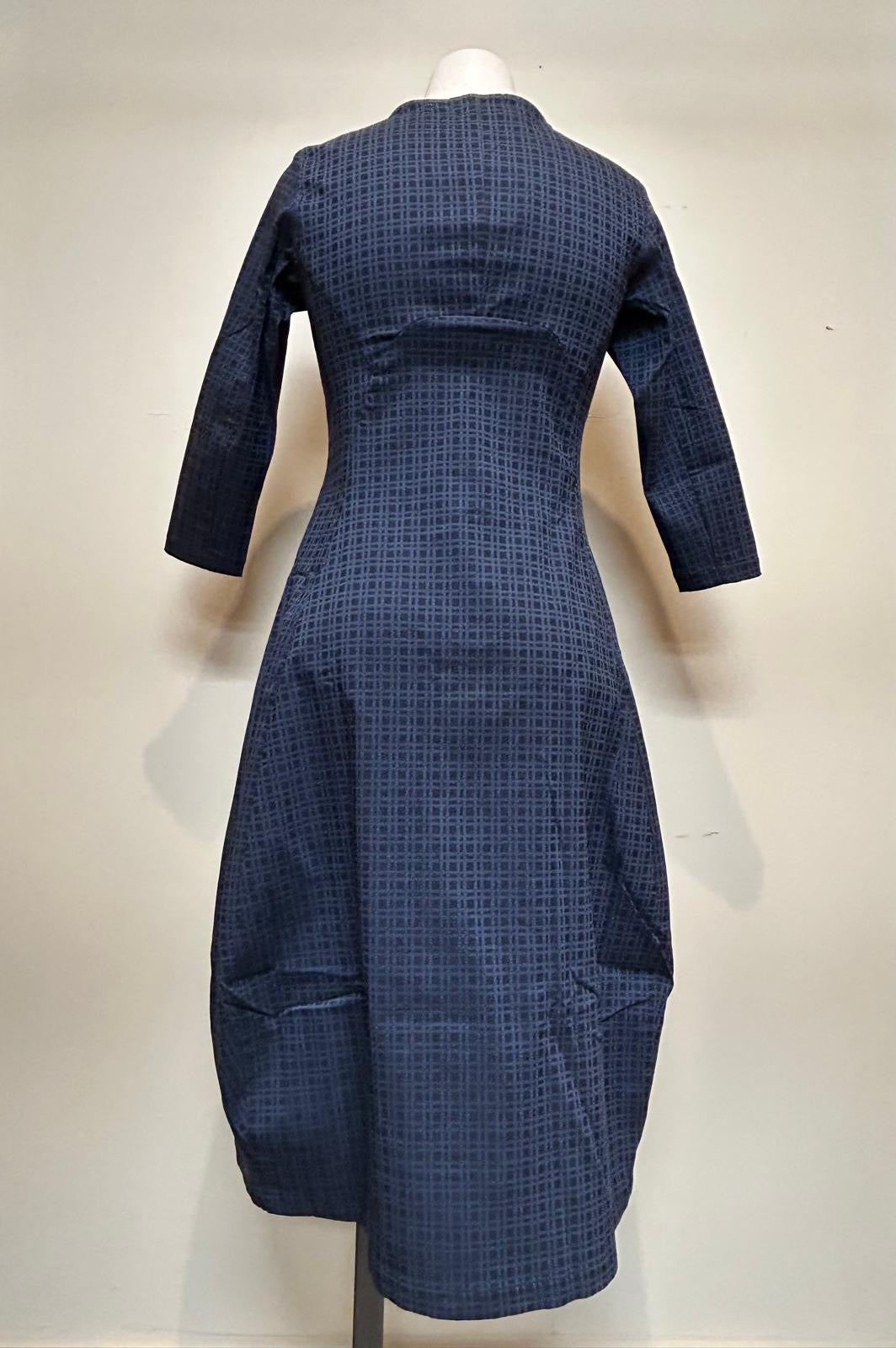 Valia Castella Dress Blue Check Custom Made Exclusively For Eveline Street