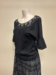 Metalicus Arabesque Top Lace Trim Black