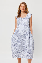 Valia Waterlilies Dress Grey/Blue