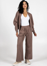 Load image into Gallery viewer, C’est Moi Bamboo Recycled Poly Cotton Fleece Wide Leg Pant-Taupe
