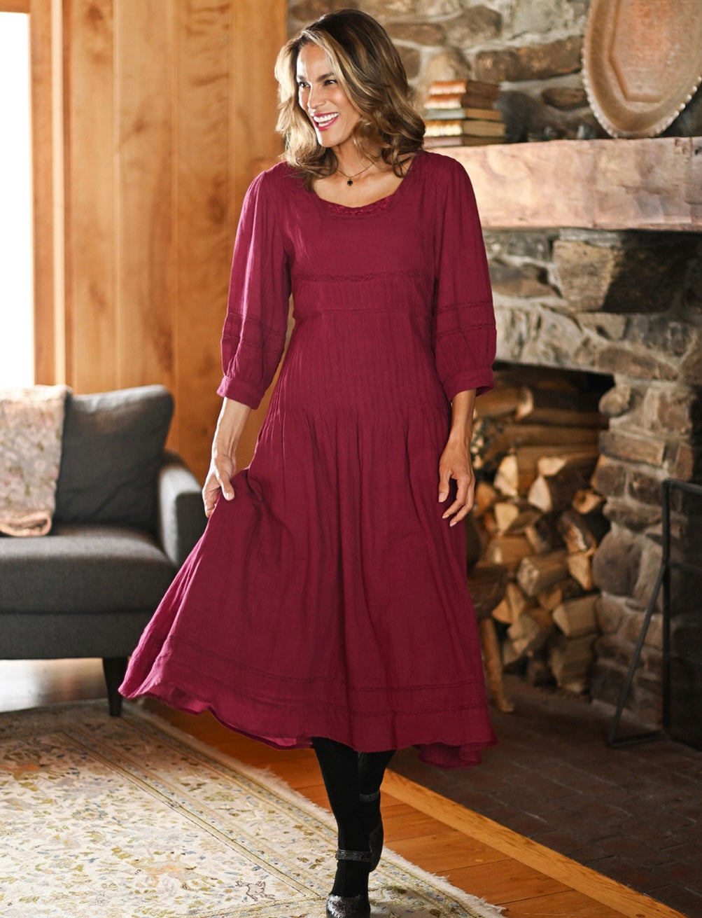 April Cornell Bespoke Dress Crimson