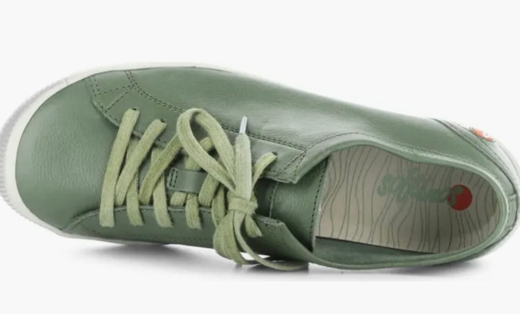 Softinos Isla Smooth Olive Lace Up Trainers.