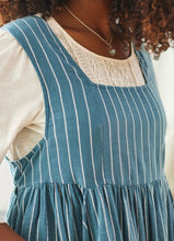 Load image into Gallery viewer, April Cornell Mist Stripe Pinafore Dress Smoke Blue
