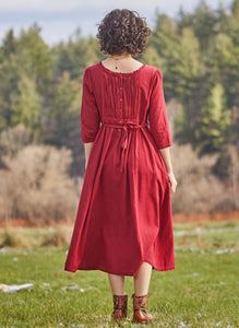 April Cornell Jane Austen Cotton Dress Scarlet