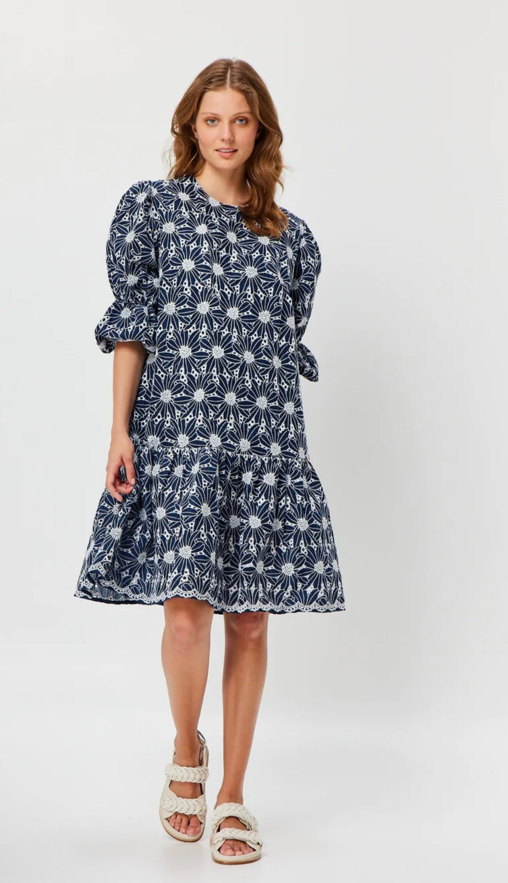 Valia Trouville Dress Navy/White Lace Dress