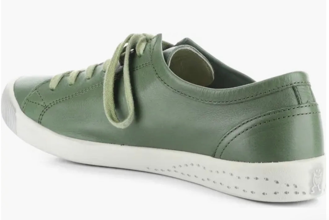 Softinos Isla Smooth Olive Lace Up Trainers.